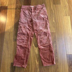 Pilcro by Anthropologie rust colored wanderer corduroy distressed cargo pants